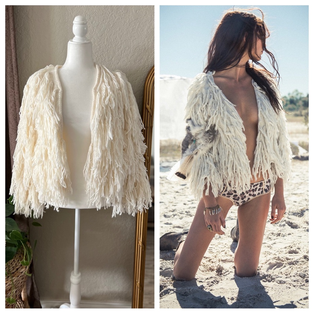 Express Boho Knit Fringe Cardigan